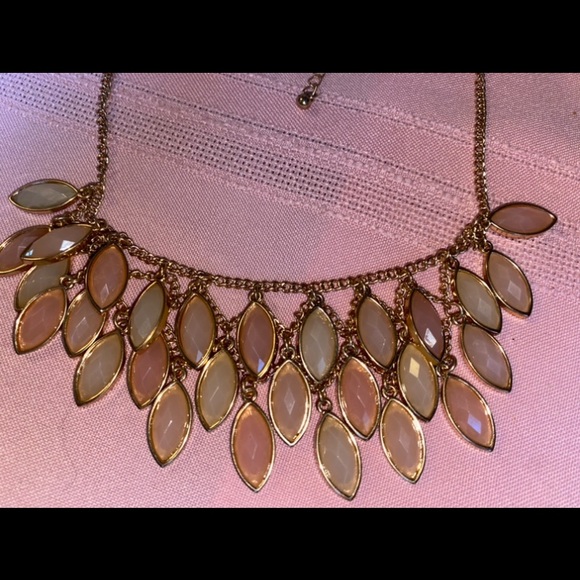 Gold, and Pink Statement Necklace - Picture 4 of 5